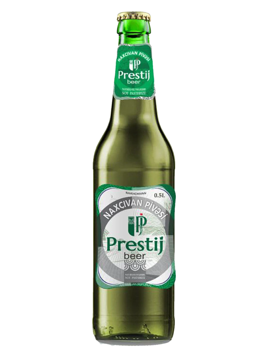 Prestij Beer — Qlobal seriya · yaşıl etiket